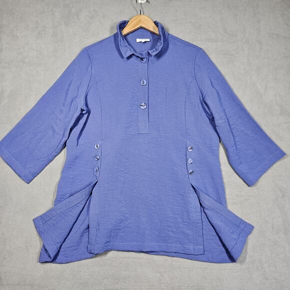 Habitat Clothes To Live In Tunic Womens Medium Purple Top Artsy Lagenlook Boho - Picture 2 of 14